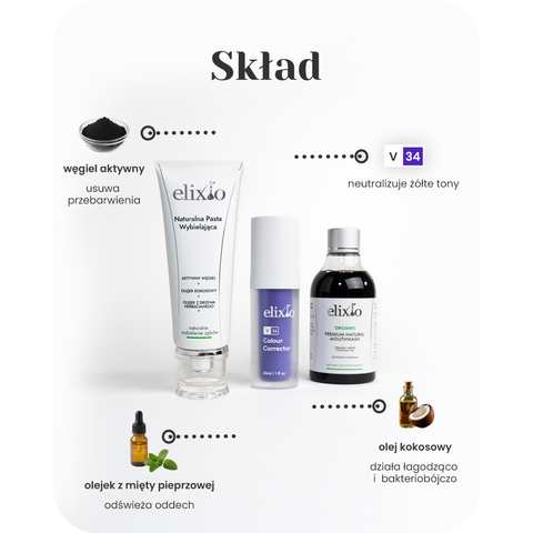 White Trio Elixio Set mit Aufhellungspaste, Concealer und Öl