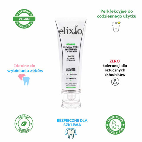 Aufhellende Zahnpasta auf Aktivkohlebasis - Elixio Cosmetics